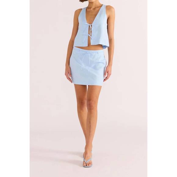 MINKPINK Tops - NEW MINKPINK pandora tie crop top in sky blue